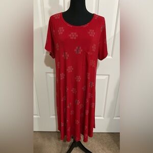 LuLaRoe XL Red Patterned Carly Dress